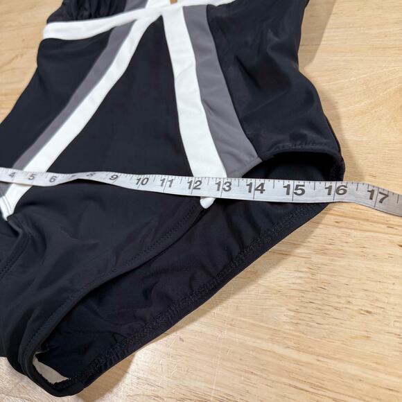 Miraclesuit NWT Spectra Trilogy One Piece Swimsuit Colorblock Size 12 Black Gray - Picture 10 of 14